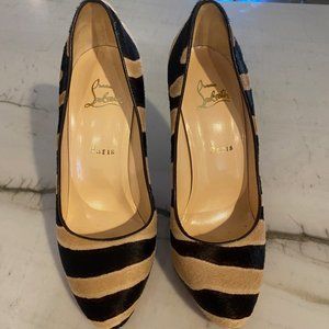 Christian Louboutin Fetisha Zebra Pump; Size 39